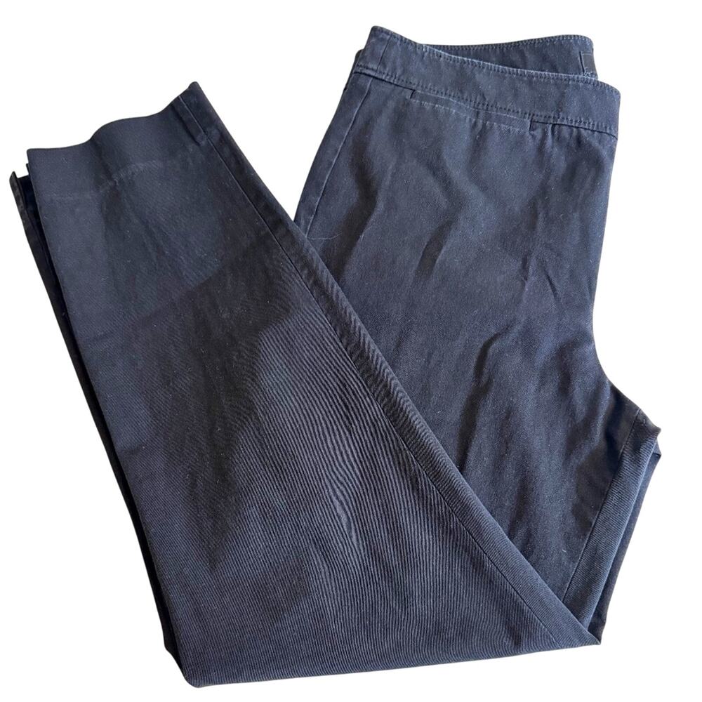 Talbots ankle pants black Chatham flat front side zip  stretch cotton Sz 10